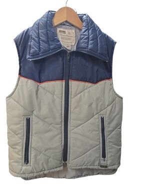 Vintage Montgomery Wards, Boys Size 14, Navy & Light Gray Puffer Vest